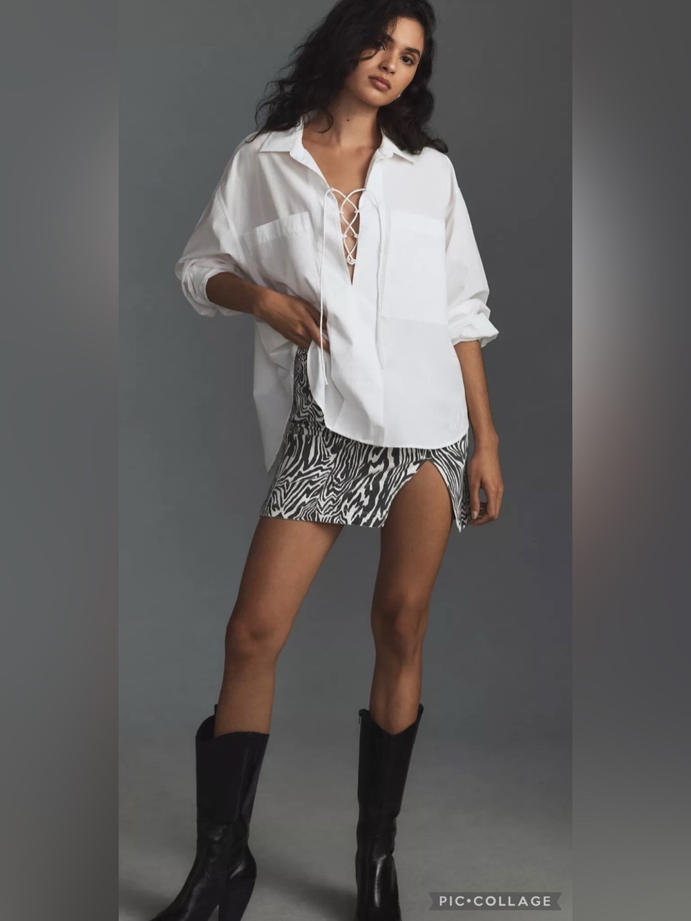Mother The Roomie Lace Up Oversized Collared Shirt Size M